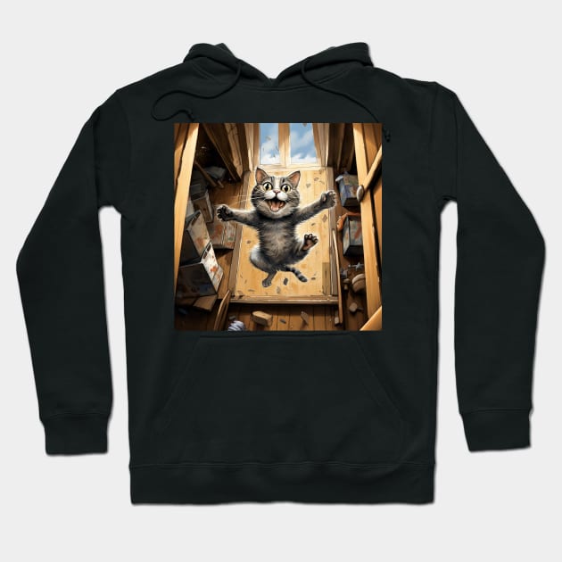 Jumping tabby cat Hoodie by Geminiartstudio